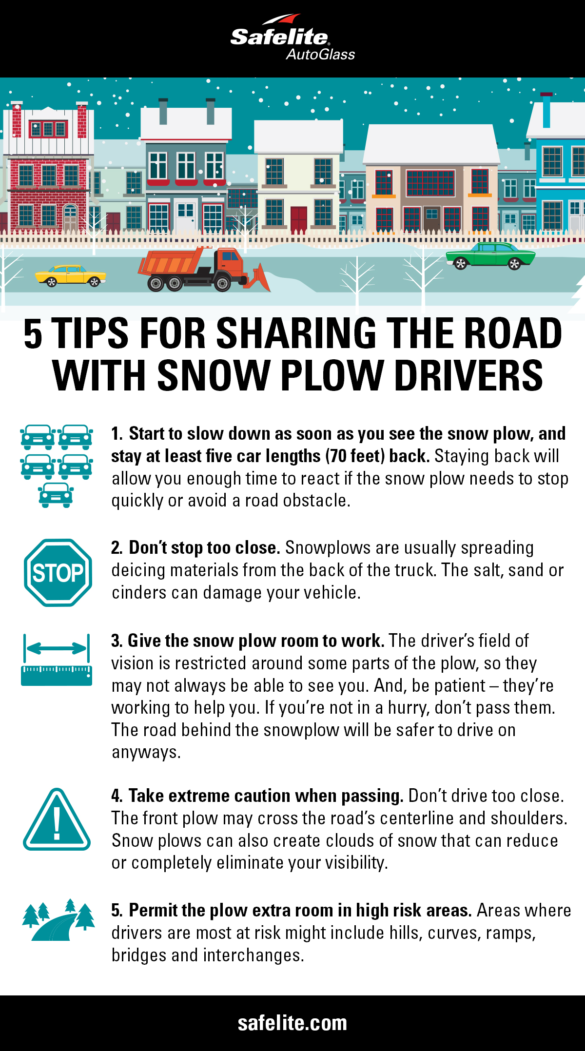 2-12_SnowPlow-infographic Safelite wants you to drive safely on winter roads. Here are five tips to stay safe when sharing the road with snow plows.