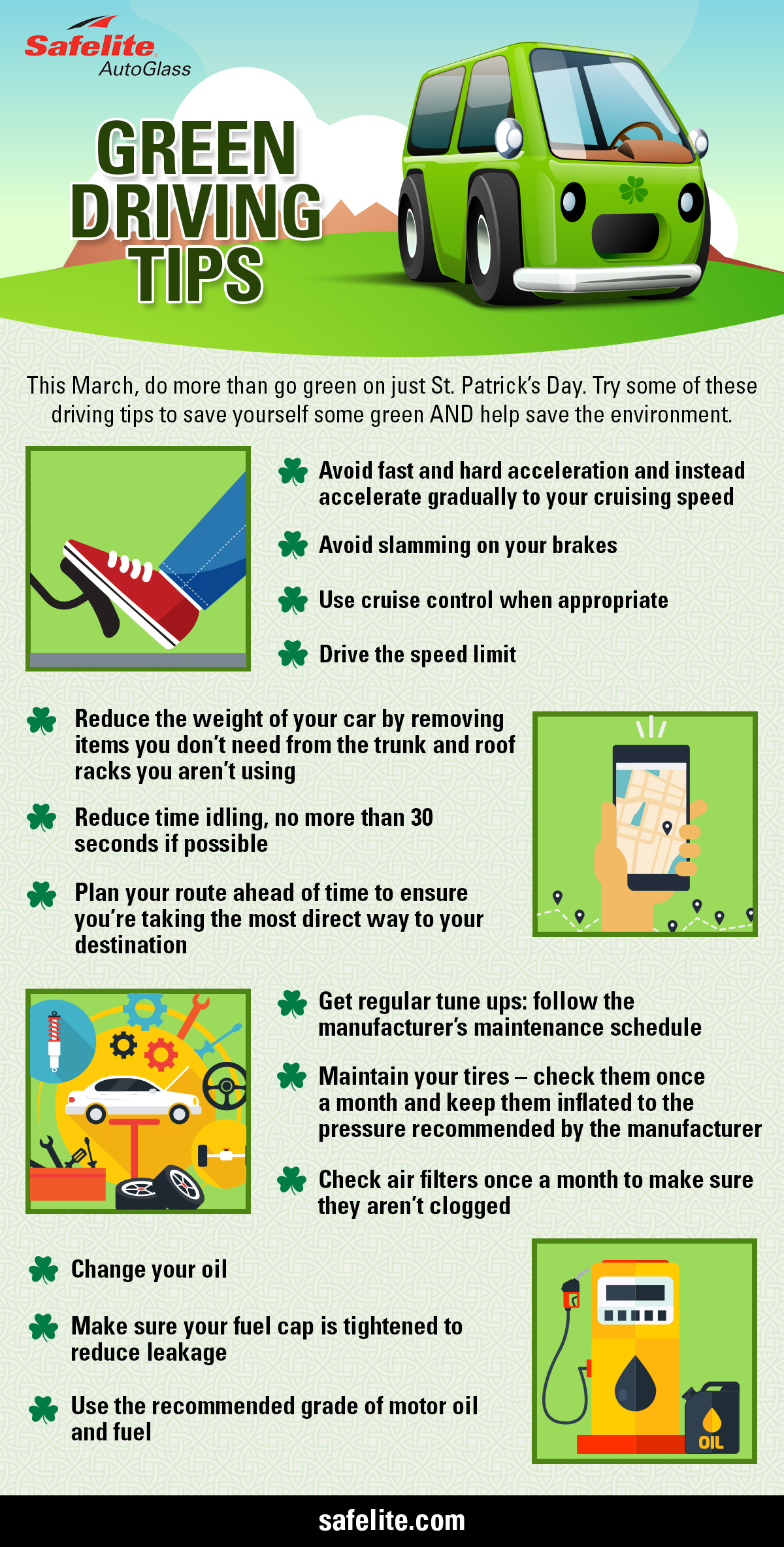 GreenDriving-infographic Check out these tips Safelite is offering to help you drive green this St. Patrick's Day!